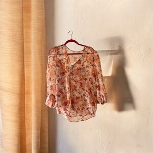 Veronica Beard Pink Floral Blouse